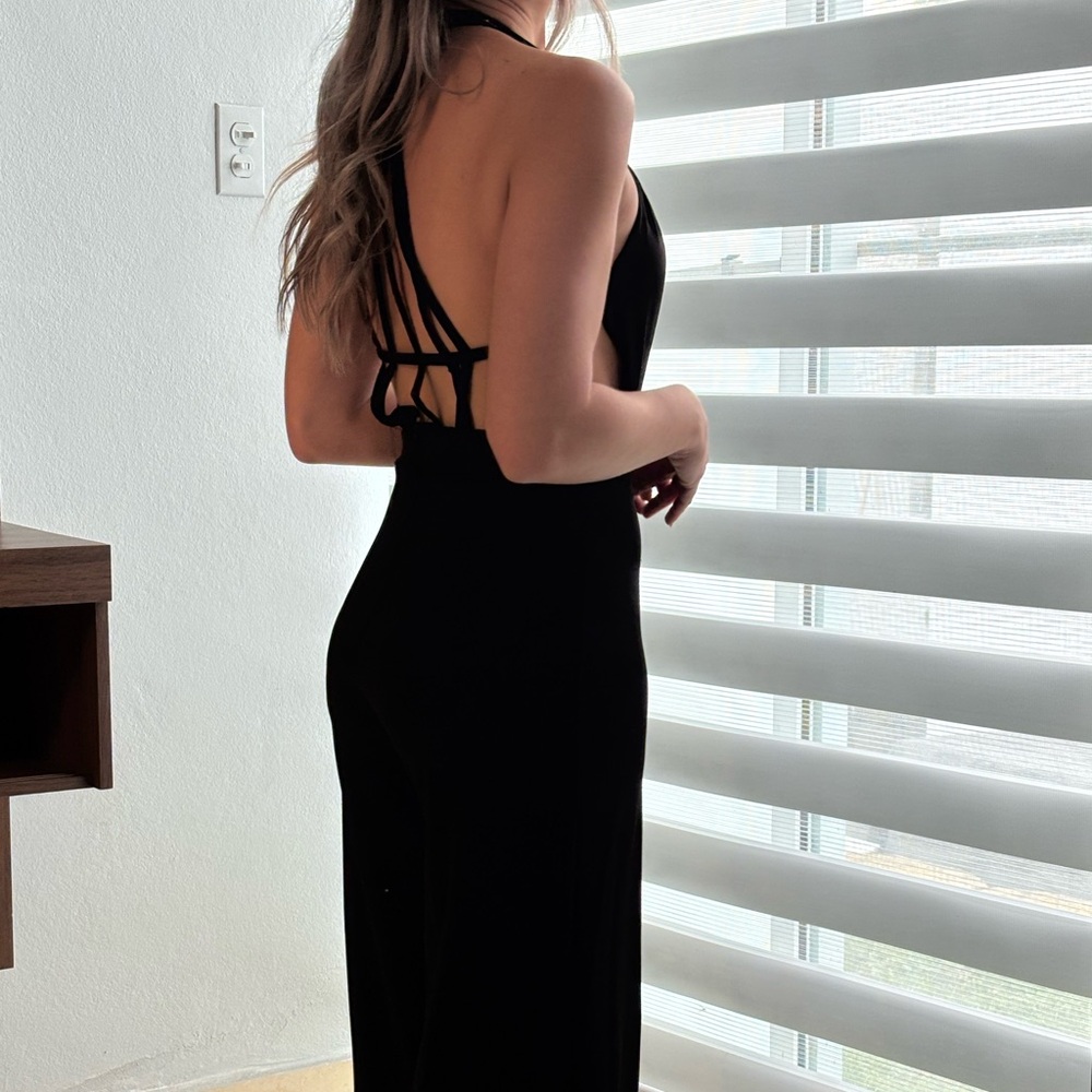 Elegant Black Backless Jumpsuit